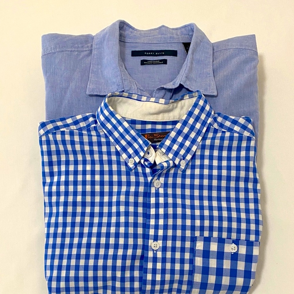 Heritage Blue and White Plaid Men's Button-Down Shirt Bundle